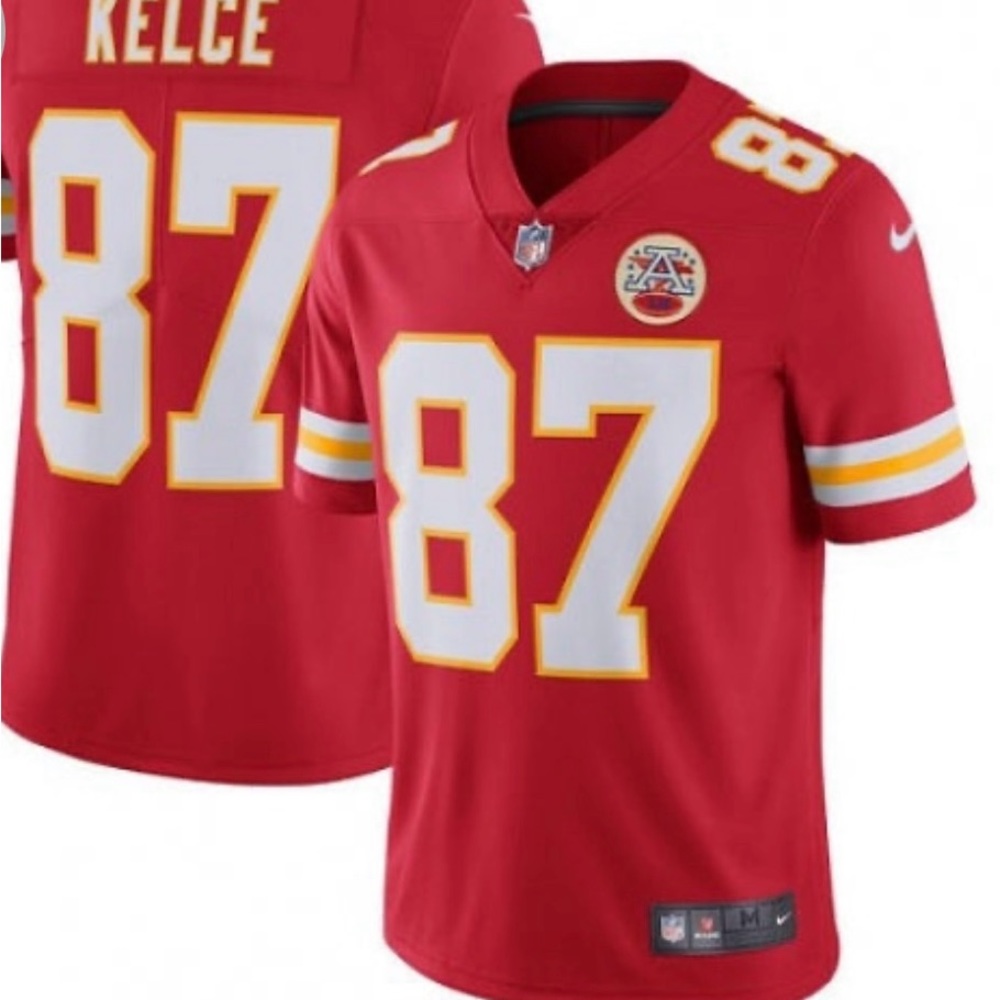 Men's Kansas City Chiefs Travis Kelce Limited Player
Jersey (Red and white).